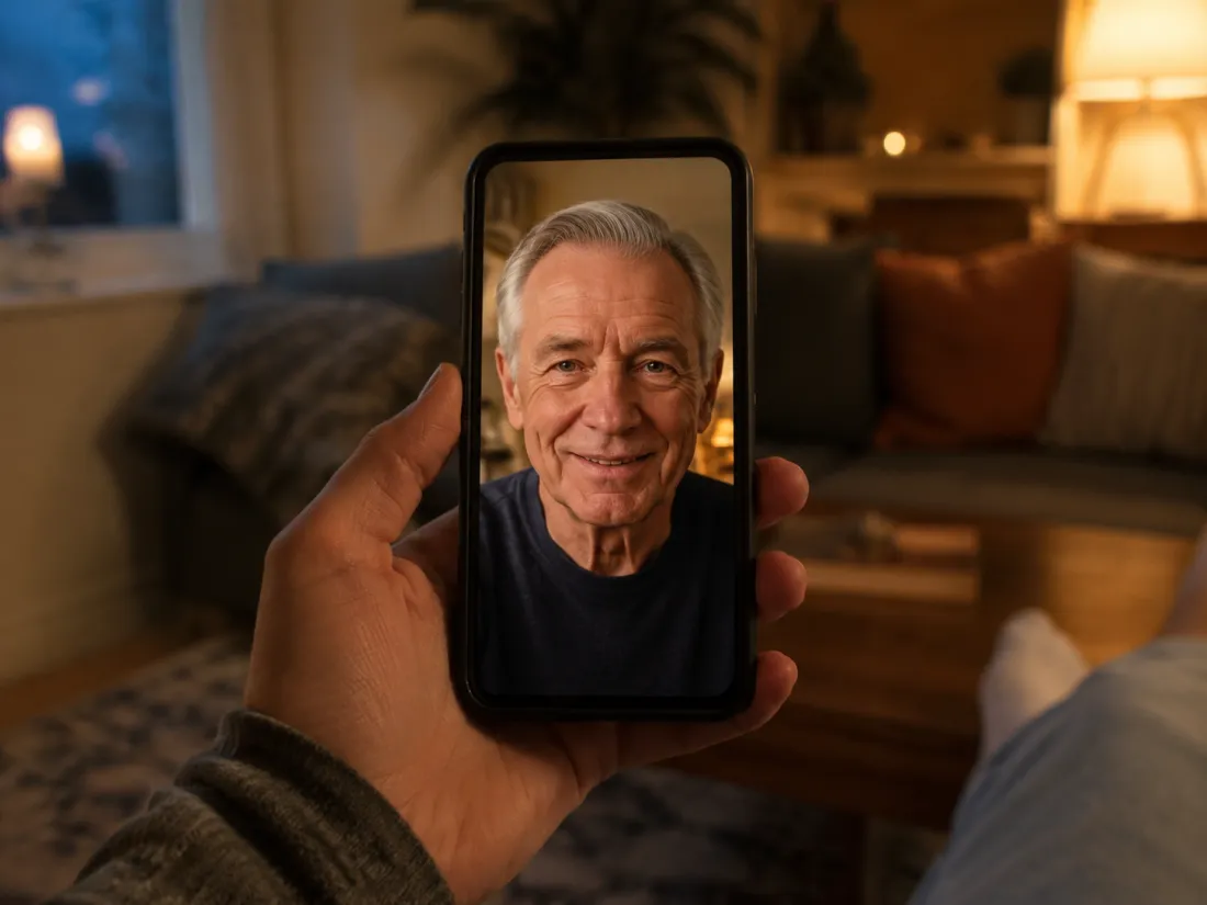 A vertical aging-reveal video on a phone ready for Reels, Shorts and TikTok