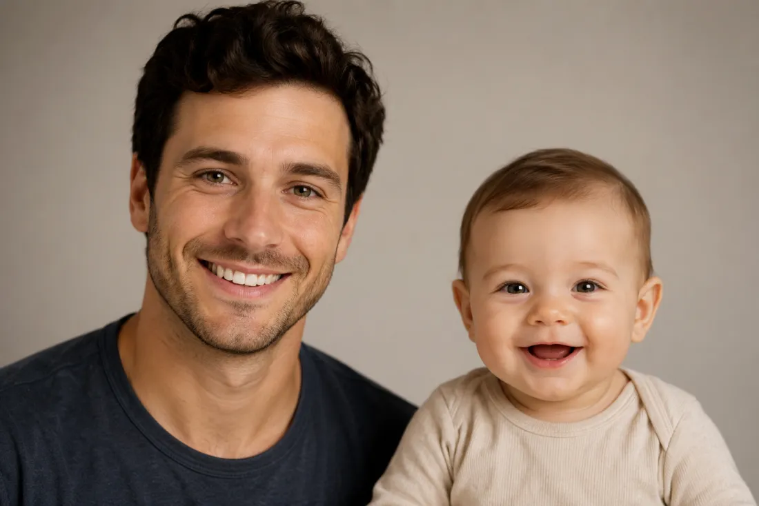 One parent photo turning into a predicted baby in solo mode