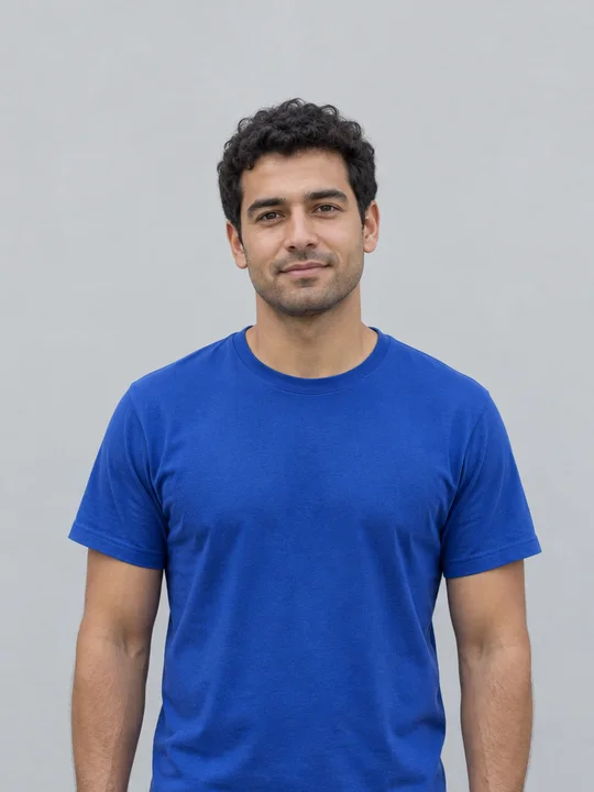 Cropped view of the original fictional adult source portrait