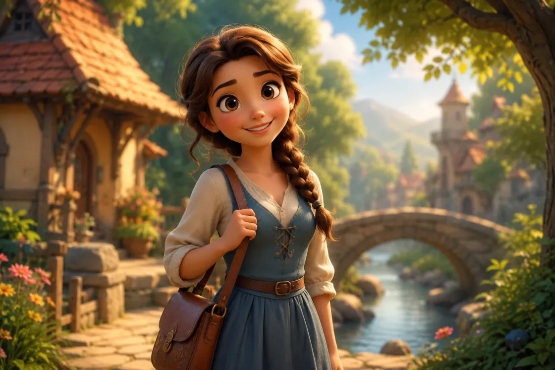 A cartoon character in a warm animated-movie scene with soft cinematic lighting