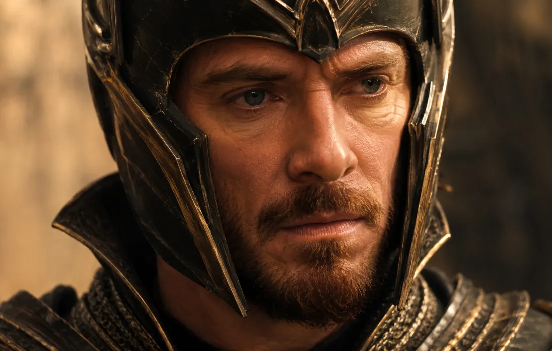 Close-up showing the face kept true while the outfit becomes a costume