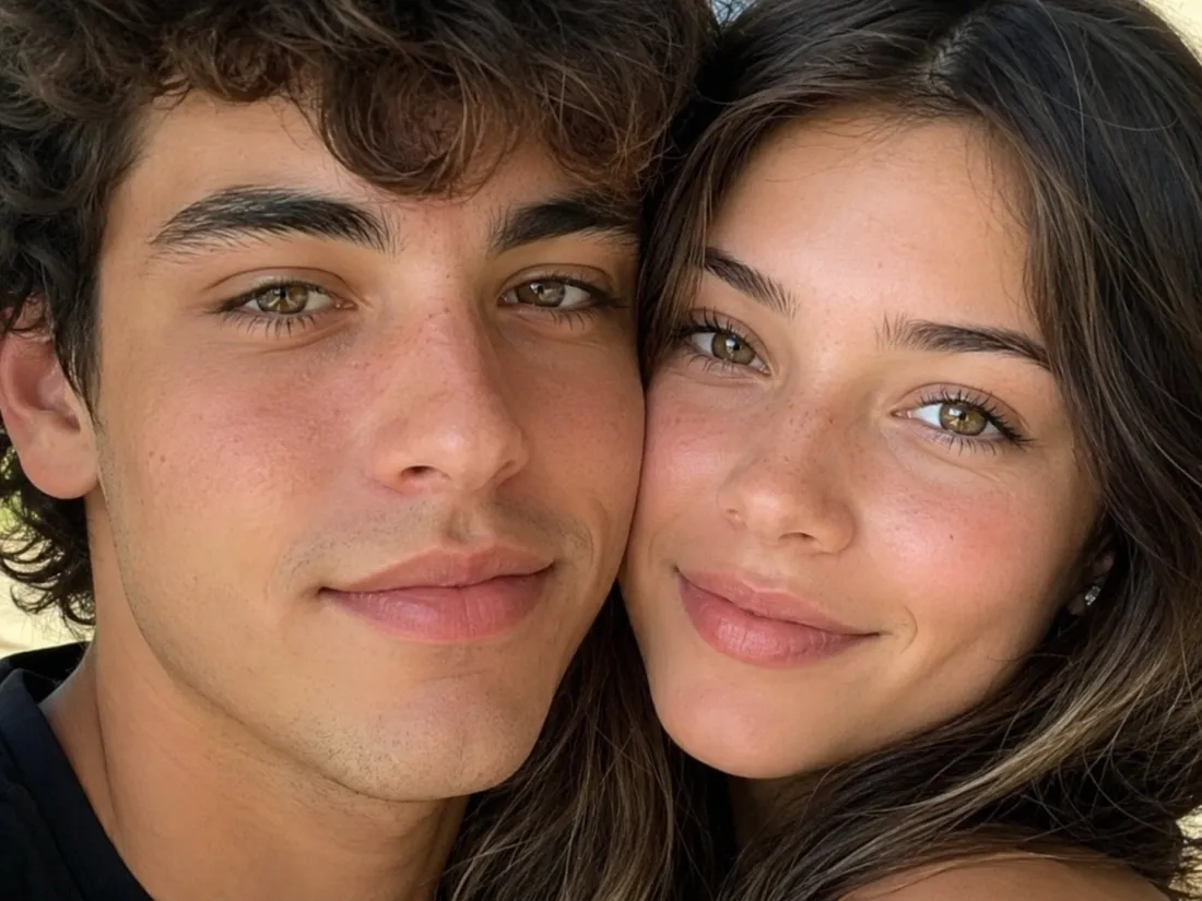 Close-up showing both faces kept true to the original photos