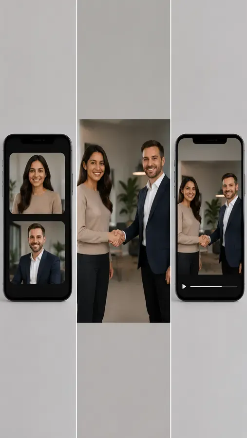 The three steps of turning photos into a handshake video