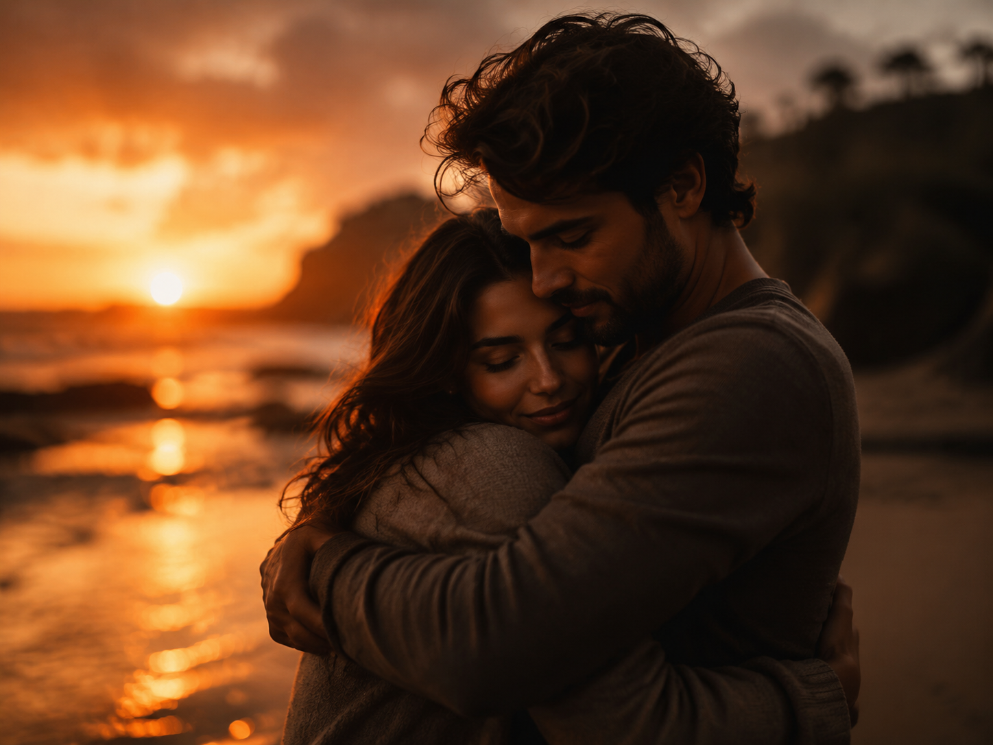 A hug composed into a chosen background scene