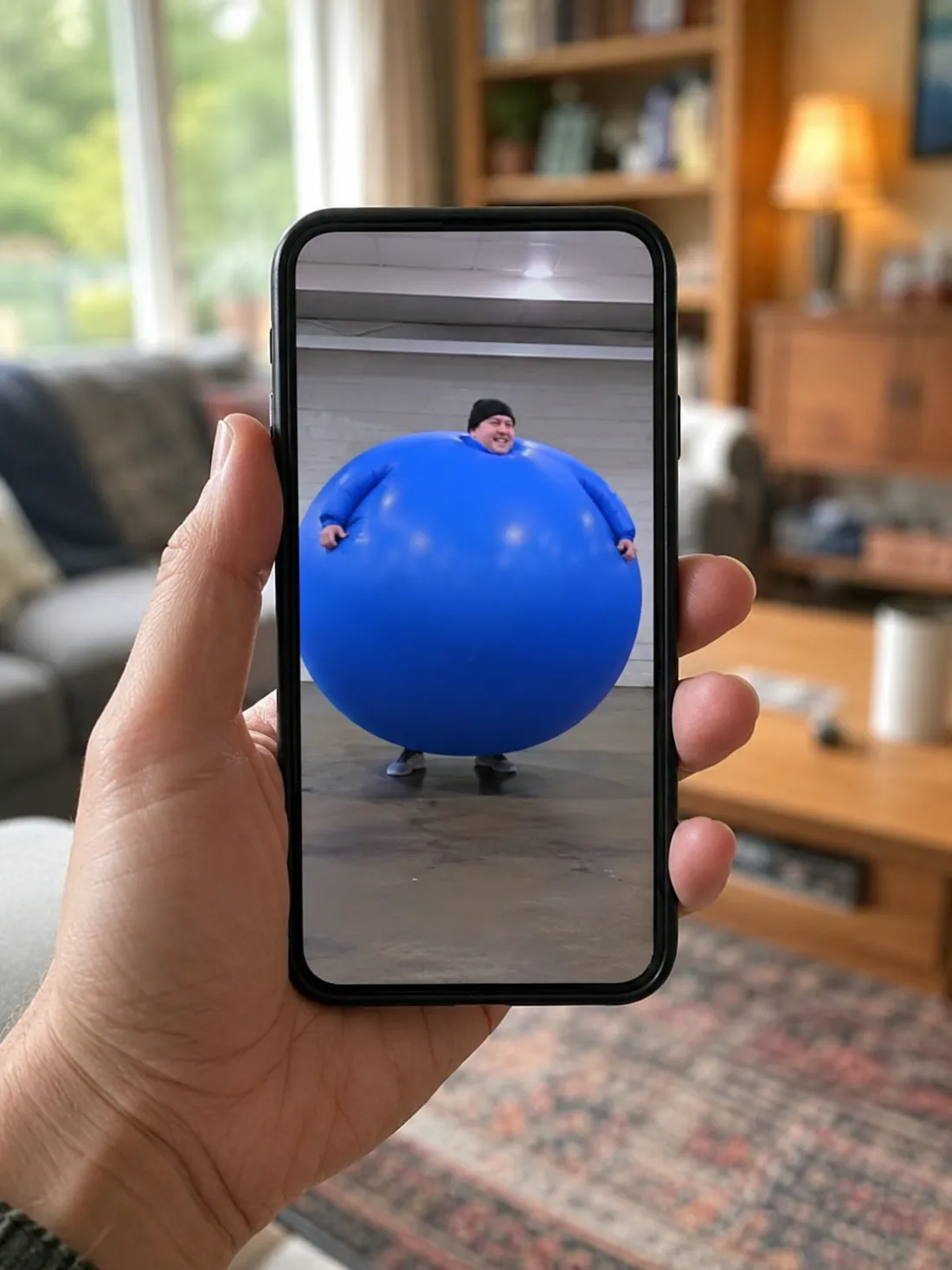 A phone held vertically showing the finished balloon clip