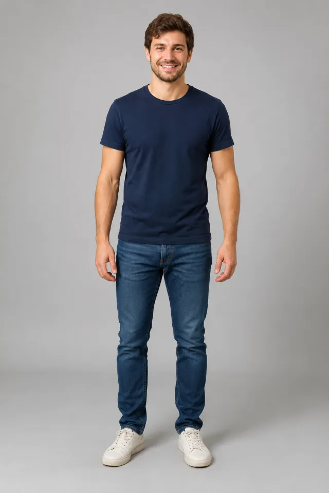 Sample upload: a person standing against a plain studio background