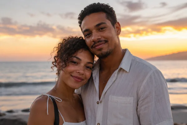 A real photo of a couple standing together