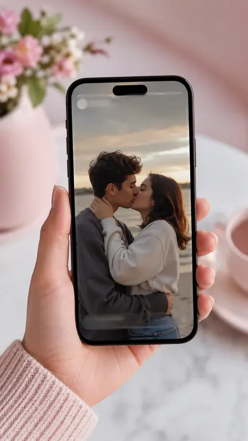 A vertical kiss video ready for Reels, Shorts and TikTok