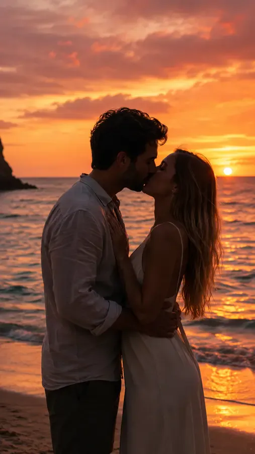 A kiss composed into a chosen background scene