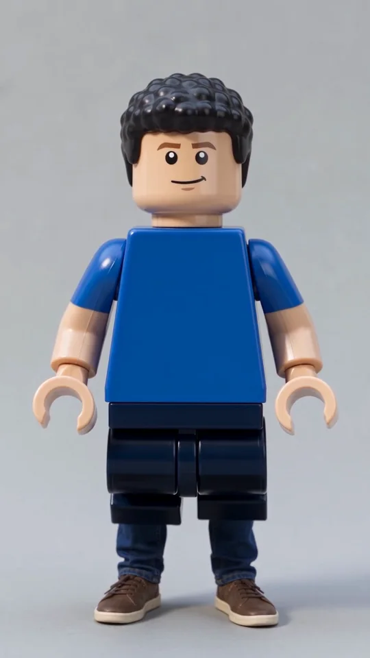 Middle frame from the same video showing the body becoming molded toy parts