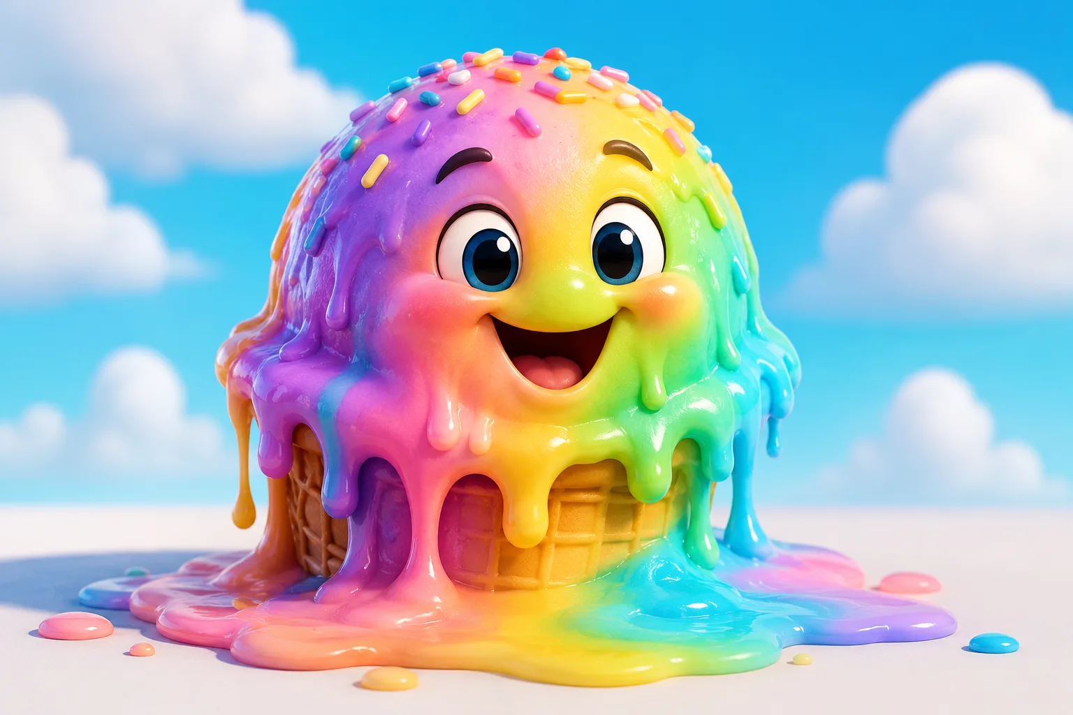 A portrait photo visibly slumping and dripping like melting wax