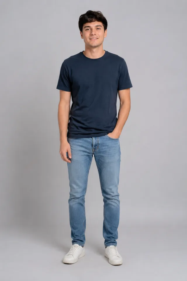 A real full-body photo of one person standing