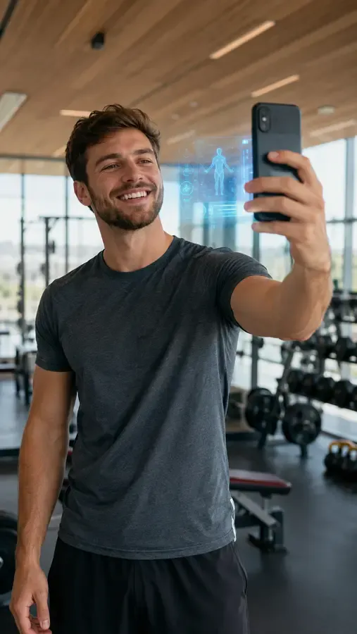 The three steps of turning a photo into a muscle flex video