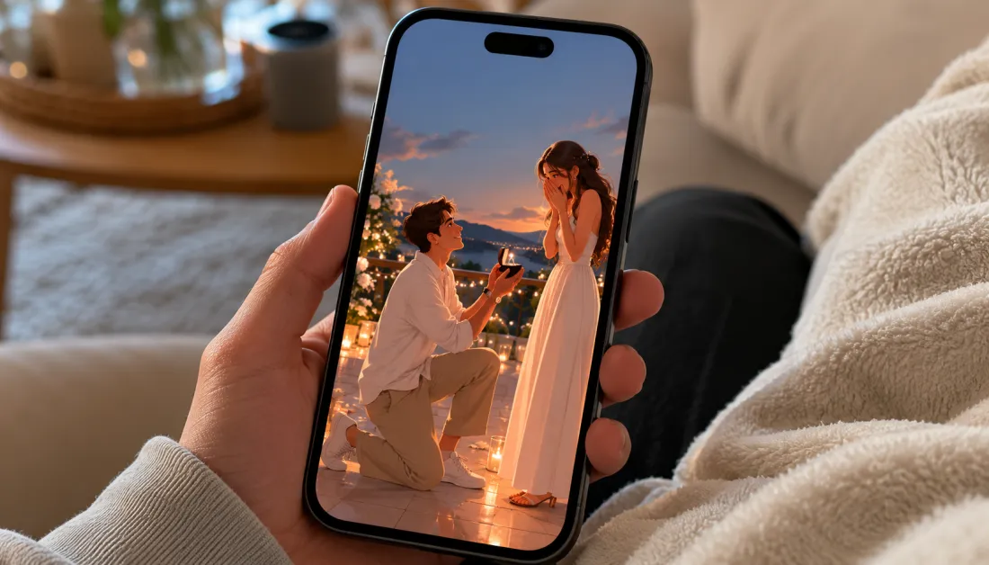 Vertical phone screen showing a short animated proposal video