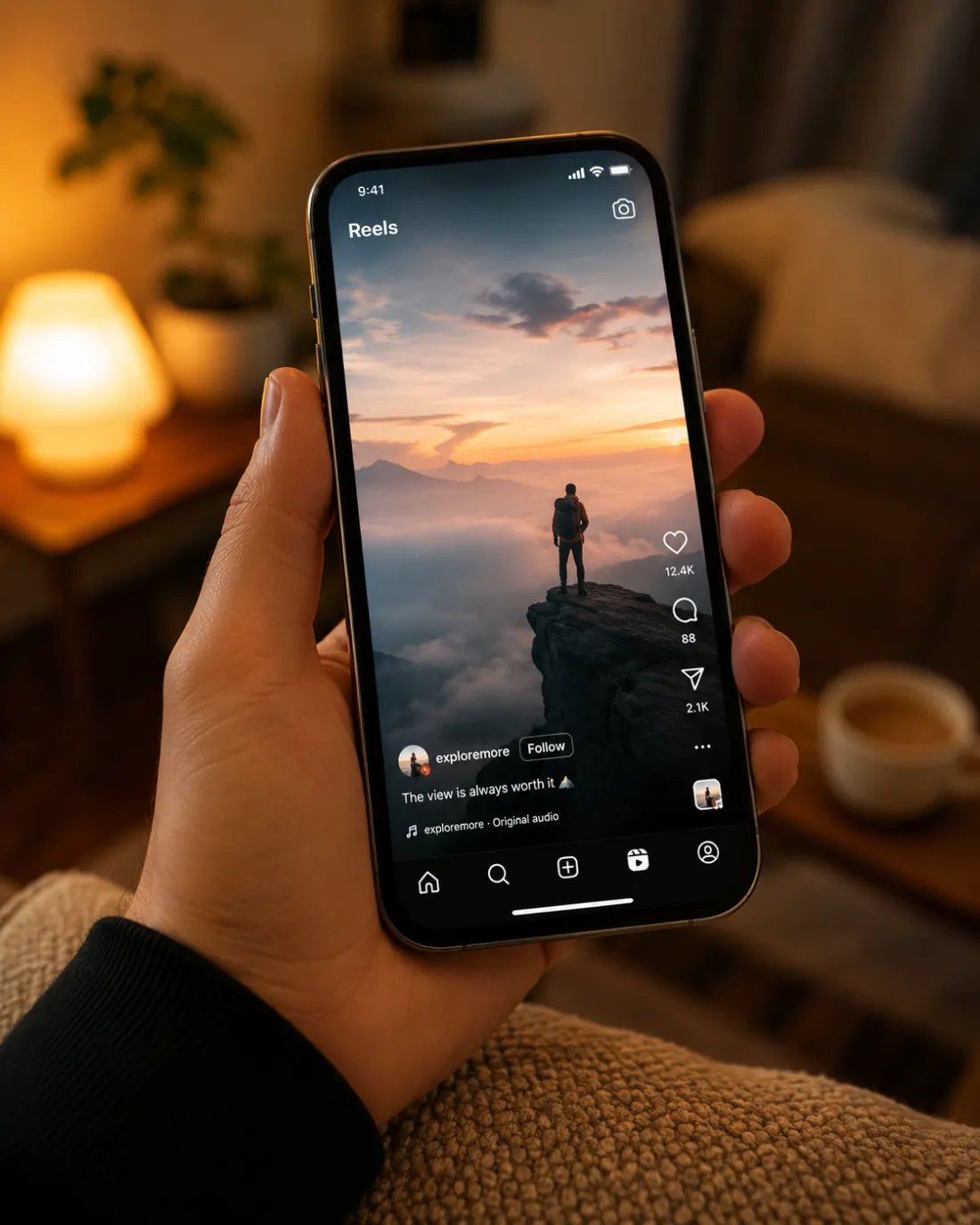 Vertical phone screen showing a superhero video clip ready to post