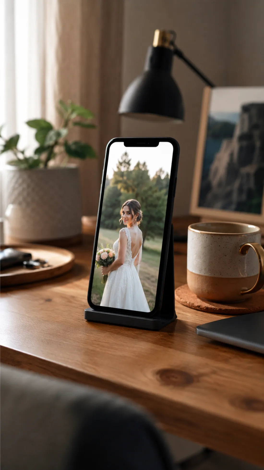 A vertical wedding-attire video on a phone, ready for Reels, Shorts and stories