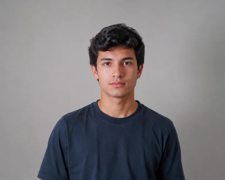 Sample upload photo of one person against a plain studio background
