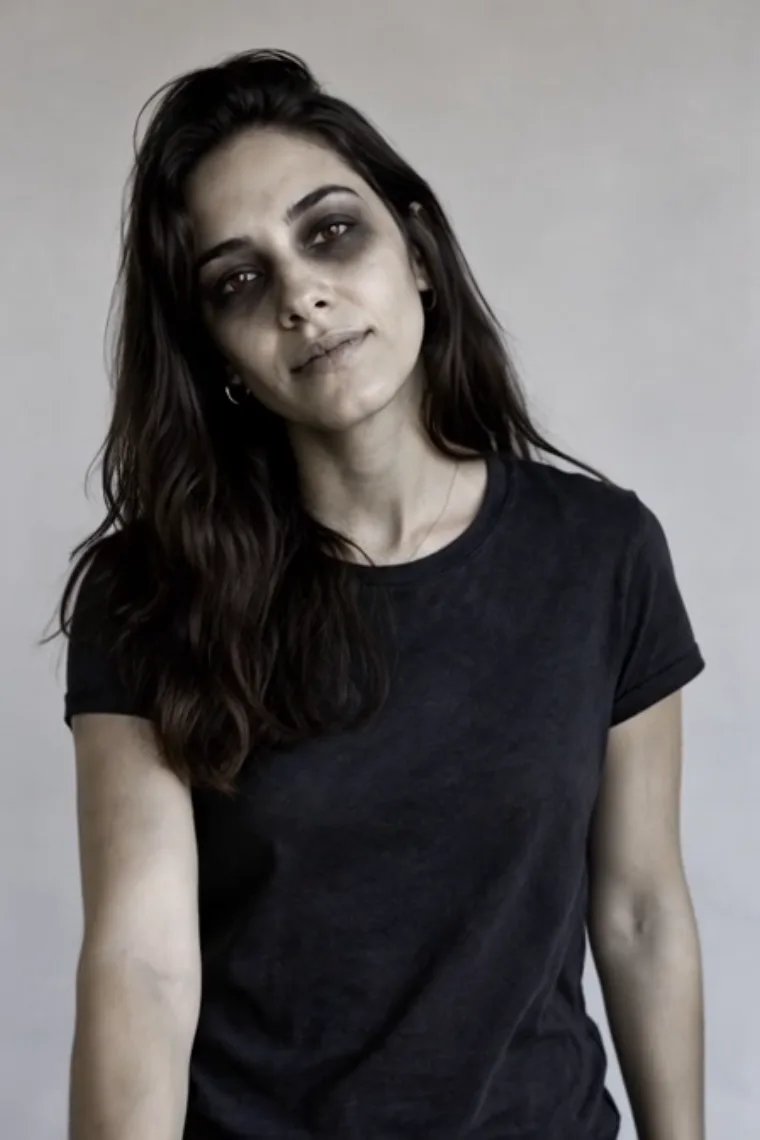 A normal portrait photo transformed into a pale Halloween zombie with SFX makeup