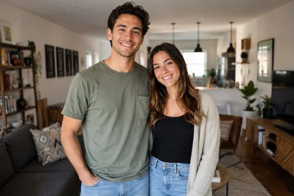 A real photo of a couple standing together