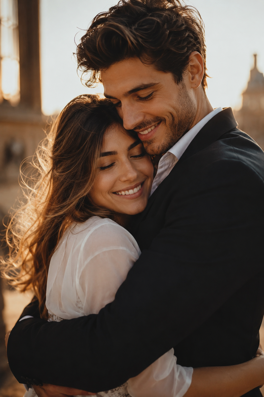 A single couple photo animated into a warm romantic hug