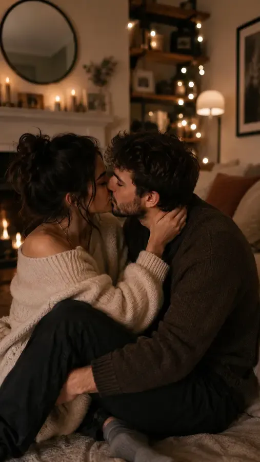 A vertical couple kiss video ready for Reels, Shorts and TikTok