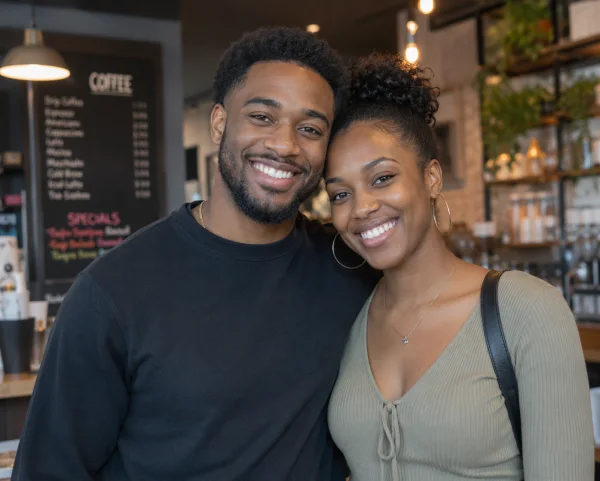A real photo of a couple standing together