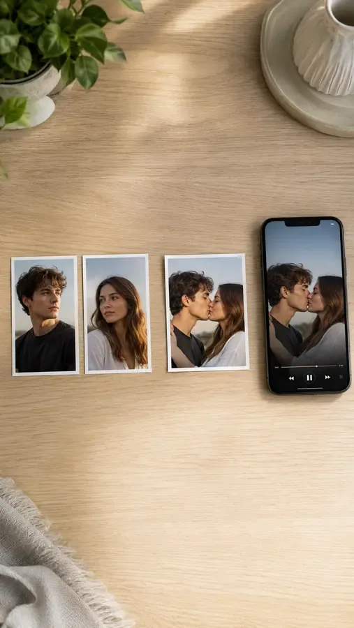 The three steps of turning photos into a kiss video