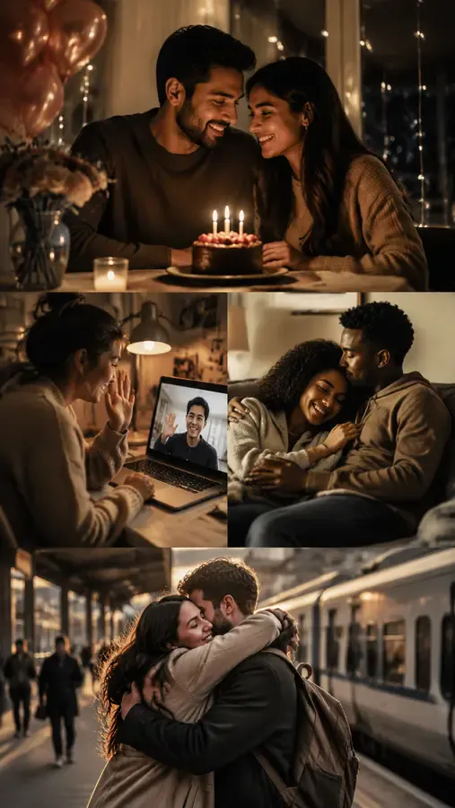 Examples of romantic kiss moments made from photos