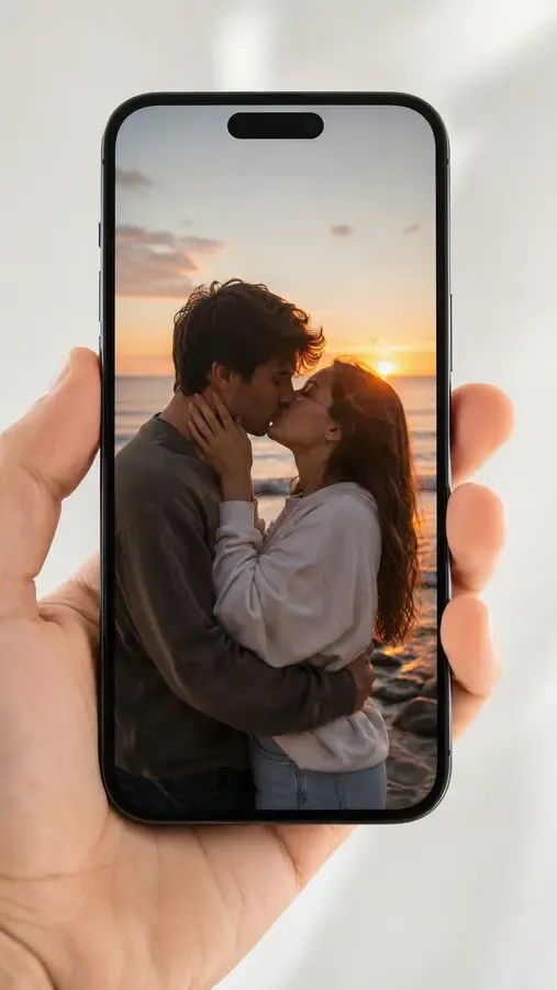 A vertical kiss video ready for Reels, Shorts and TikTok