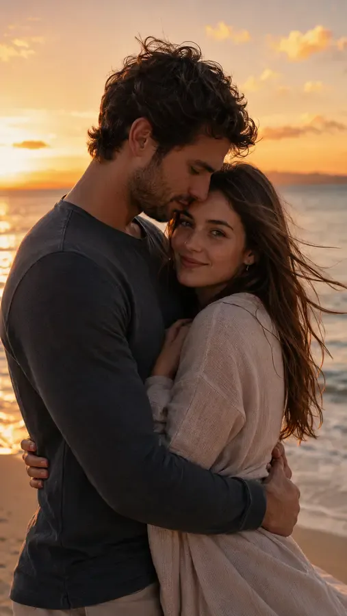 Two people from different photos merged into one kiss