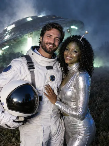 Astronaut and alien