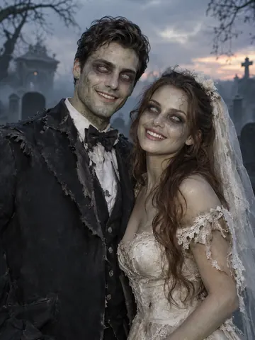 Zombie bride and groom