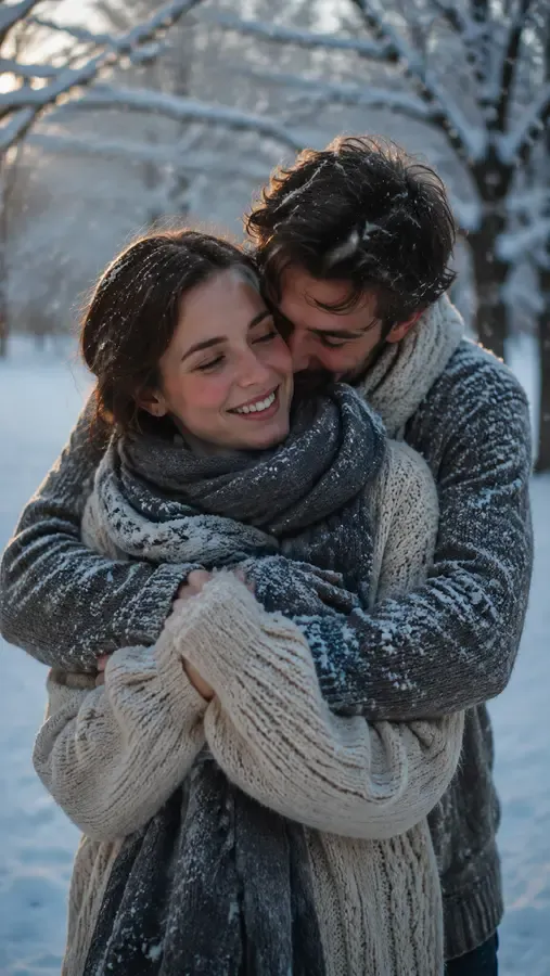 A hug from behind composed into a chosen background scene