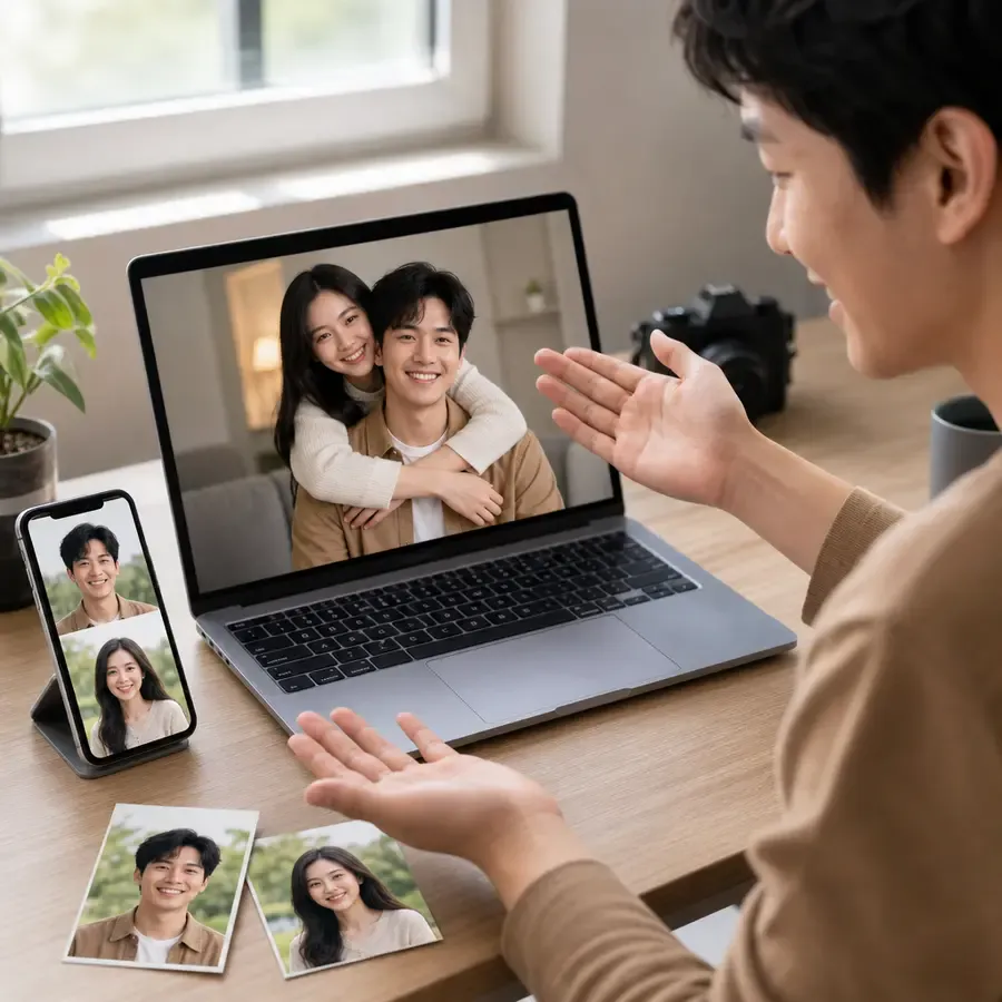 The three steps of turning photos into a hug from behind video