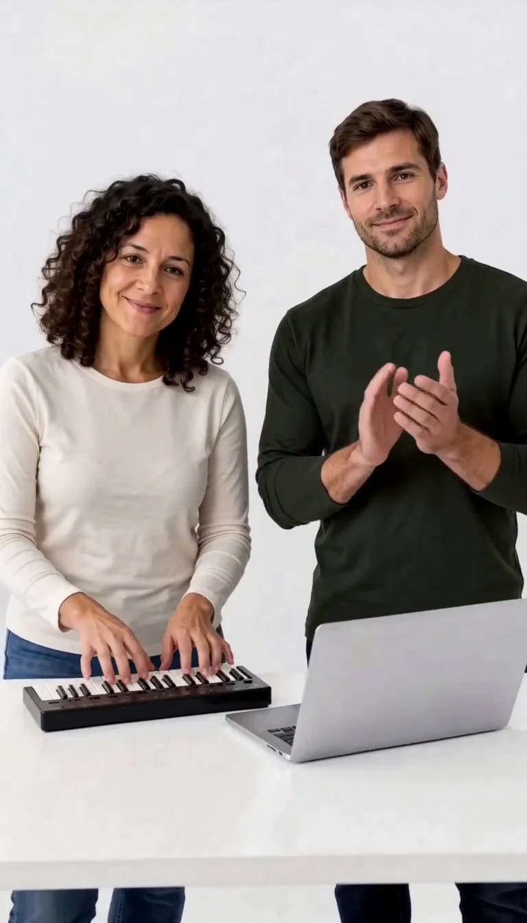 Actual Keyboard Duo sample showing both performers and the mini keyboard