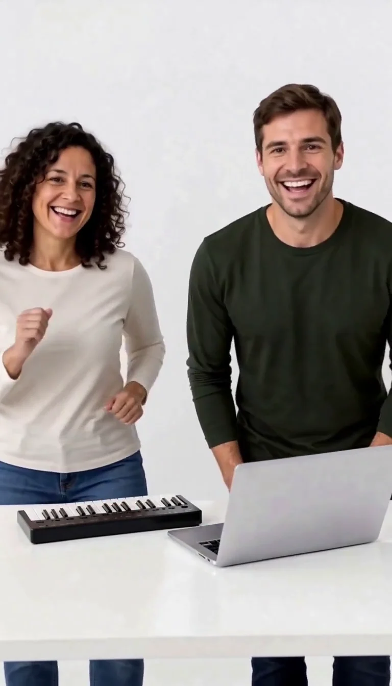 Closing moment of the actual Keyboard Duo video