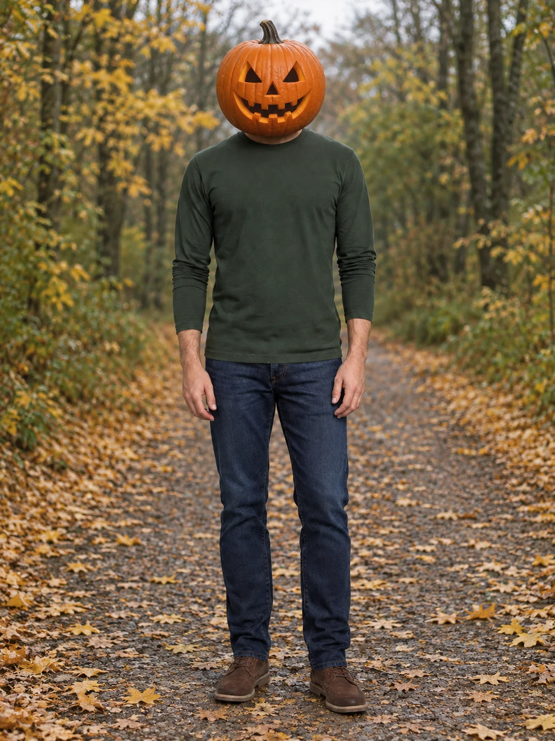 Pumpkin Head Photoshoot: actual Forest road image generated with this preset