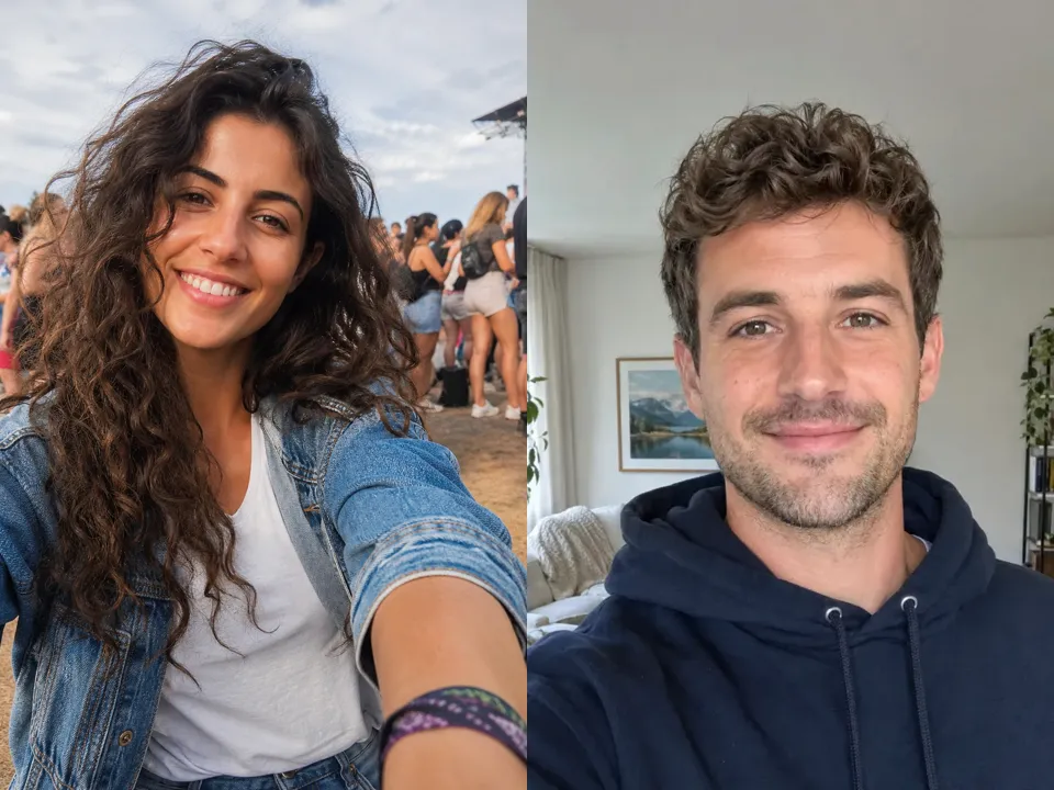 Two example selfies that work well with Sniffer Dog AI