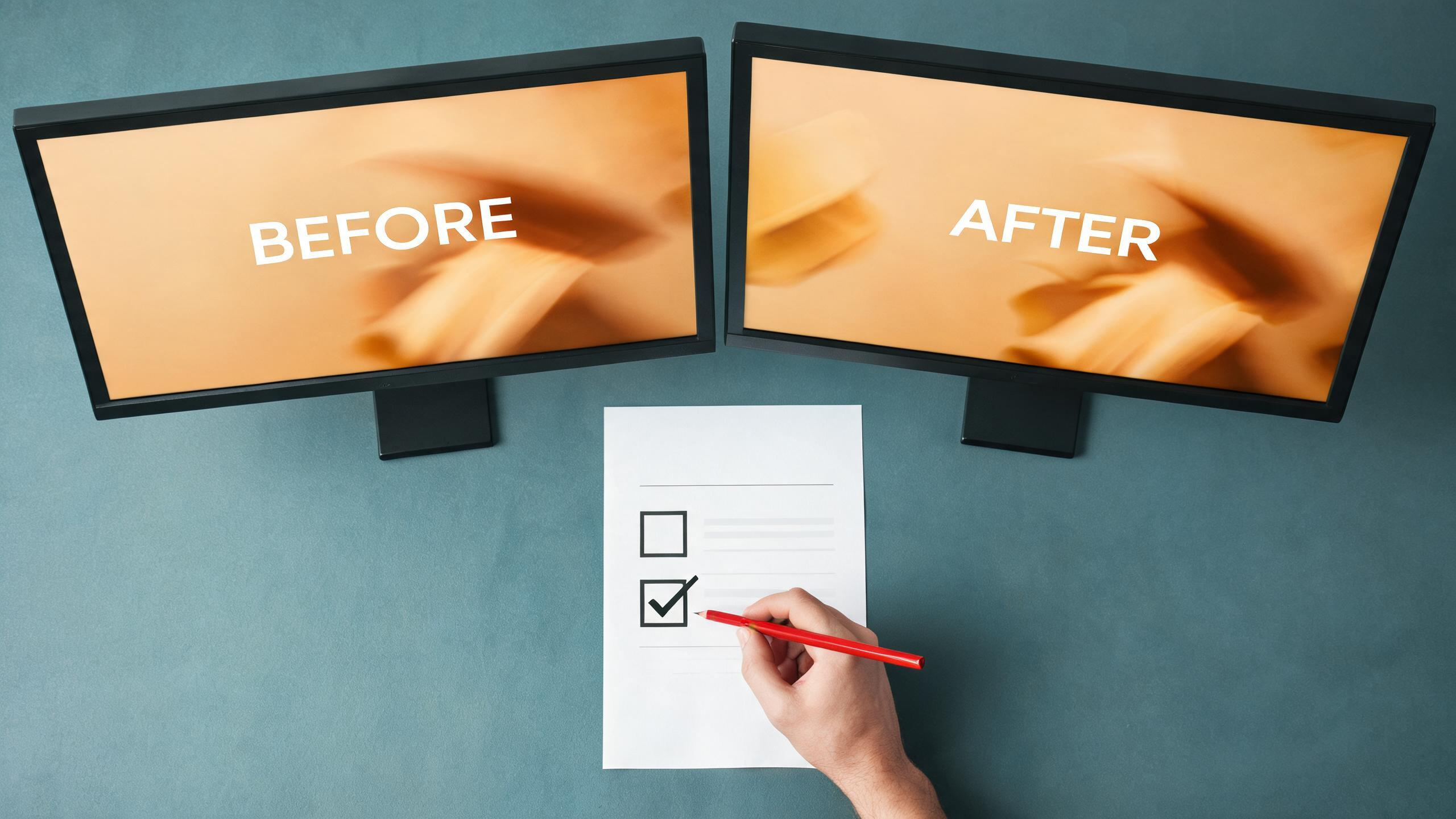 An editorial production desk with a storyboard card for a repeatable visual effect beside a source-video review monitor, connected by a simple decision path