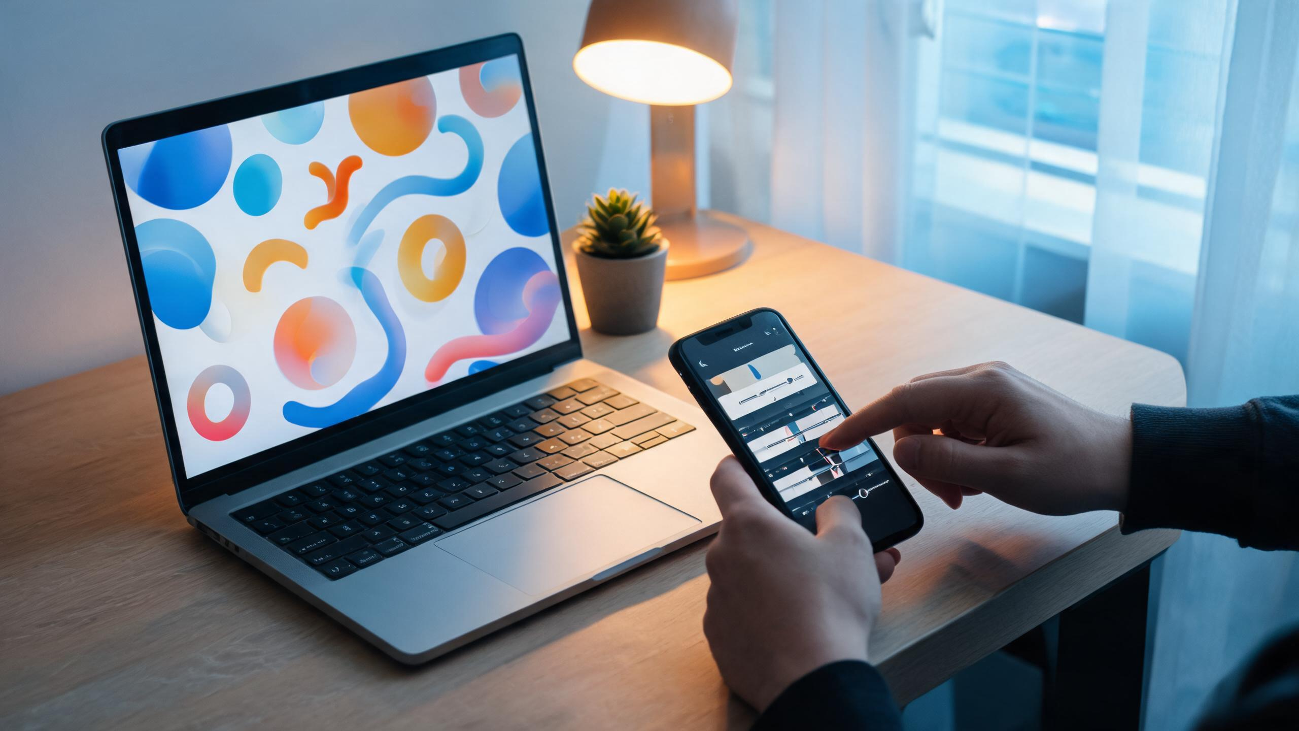 Creator preparing a short phone video and an abstract animation for a GIF