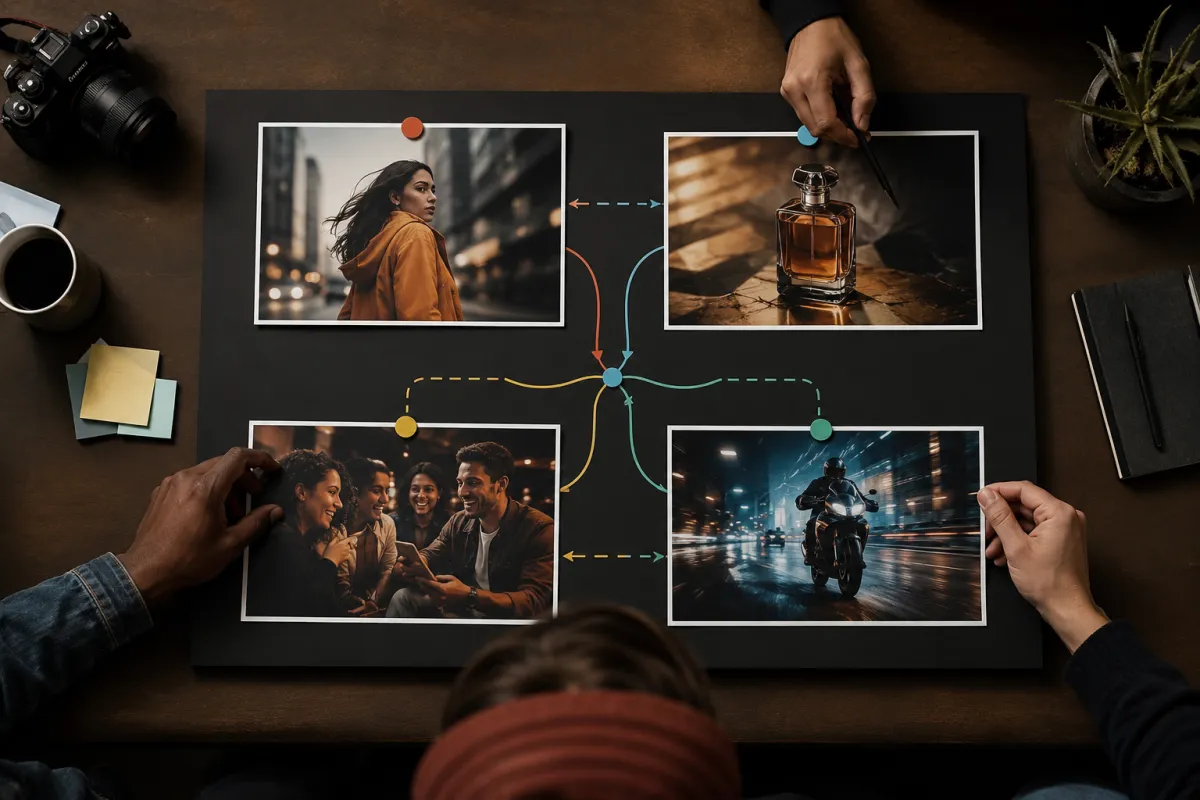 A storyboard routing board for portrait motion, product orbit, fast social iteration, and controlled cinematic action