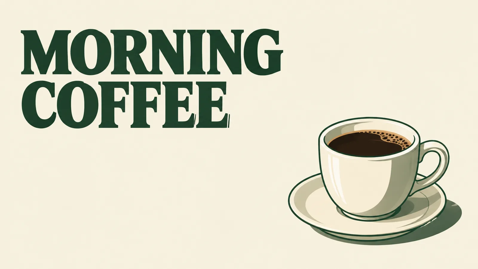 Example output of ClipTrend (GPT Image 2.5 Flare): cream MORNING COFFEE poster with a shaded cup and visible coffee
