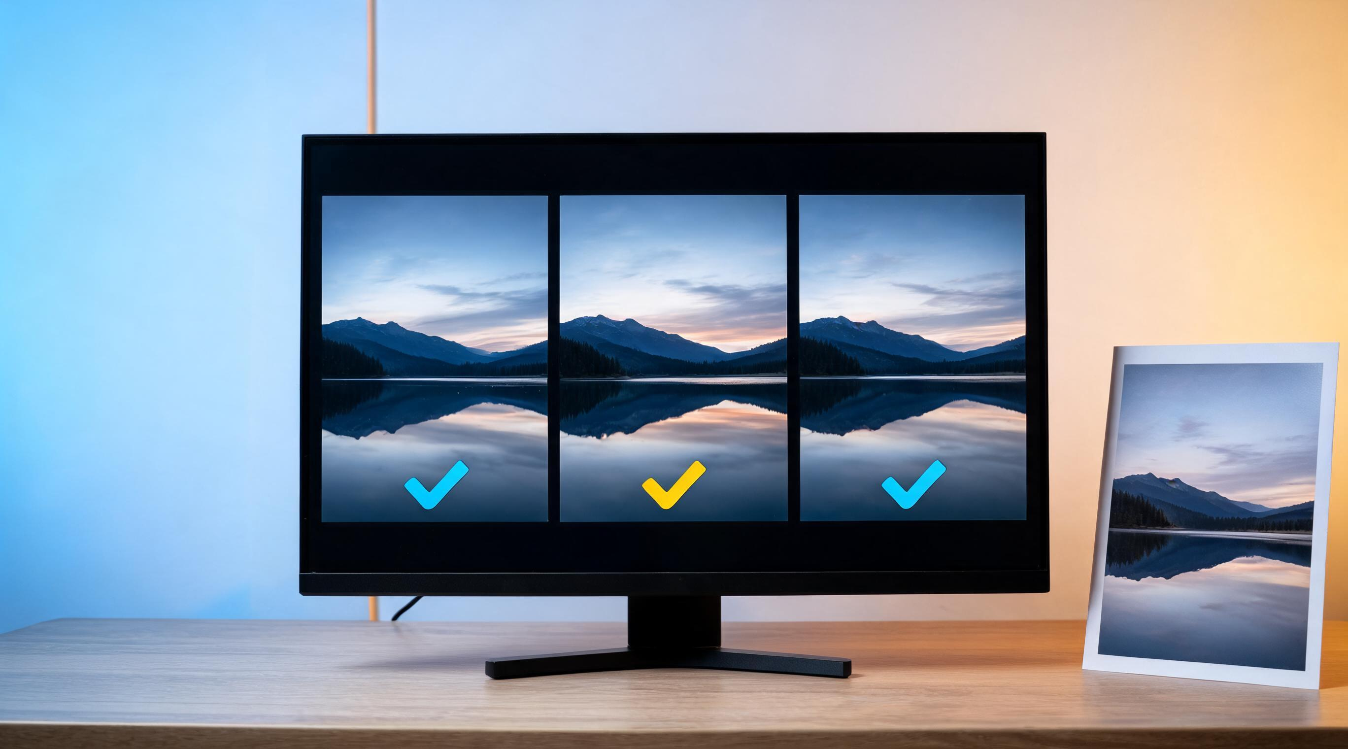 An editorial review board for a photo-to-video first test: one permitted portrait source, a one-sentence motion brief, a sequence of checked output frames, and a concise retry note; contemporary studio desk; no readable UI text, logos, watermarks, or branded interface