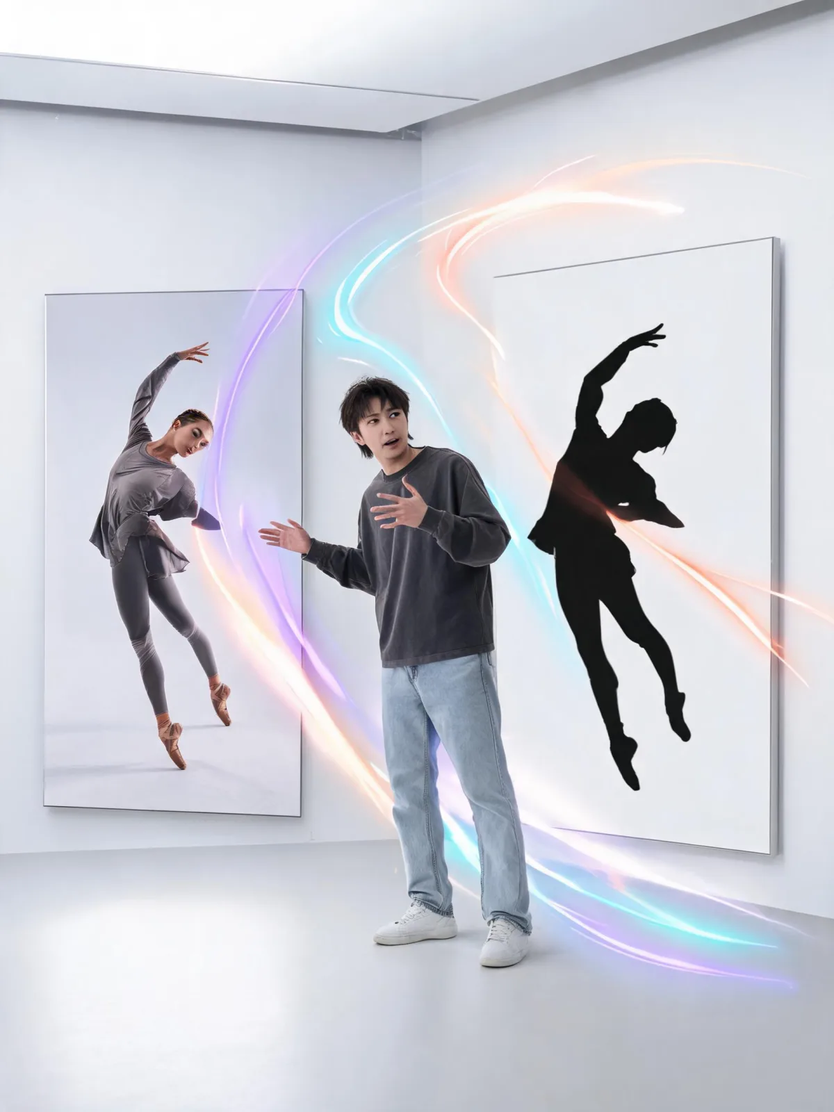 An adult creator combining a full-body source image with a dance-motion reference in an AI video workflow