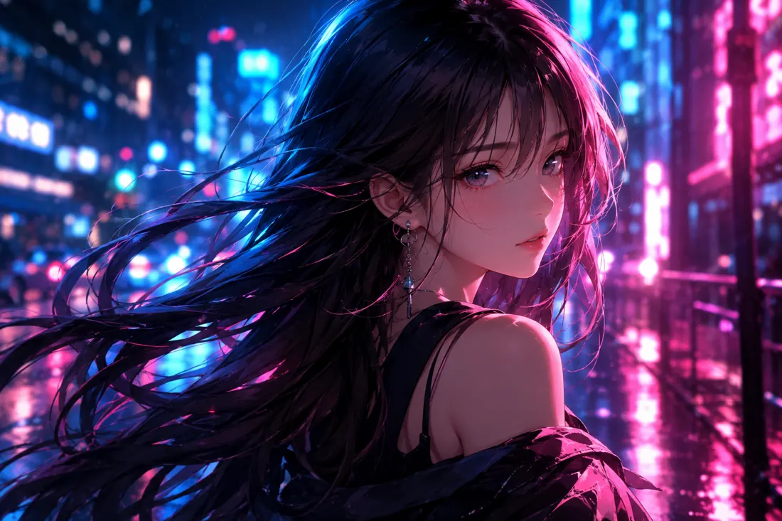 Anime portrait · neon street