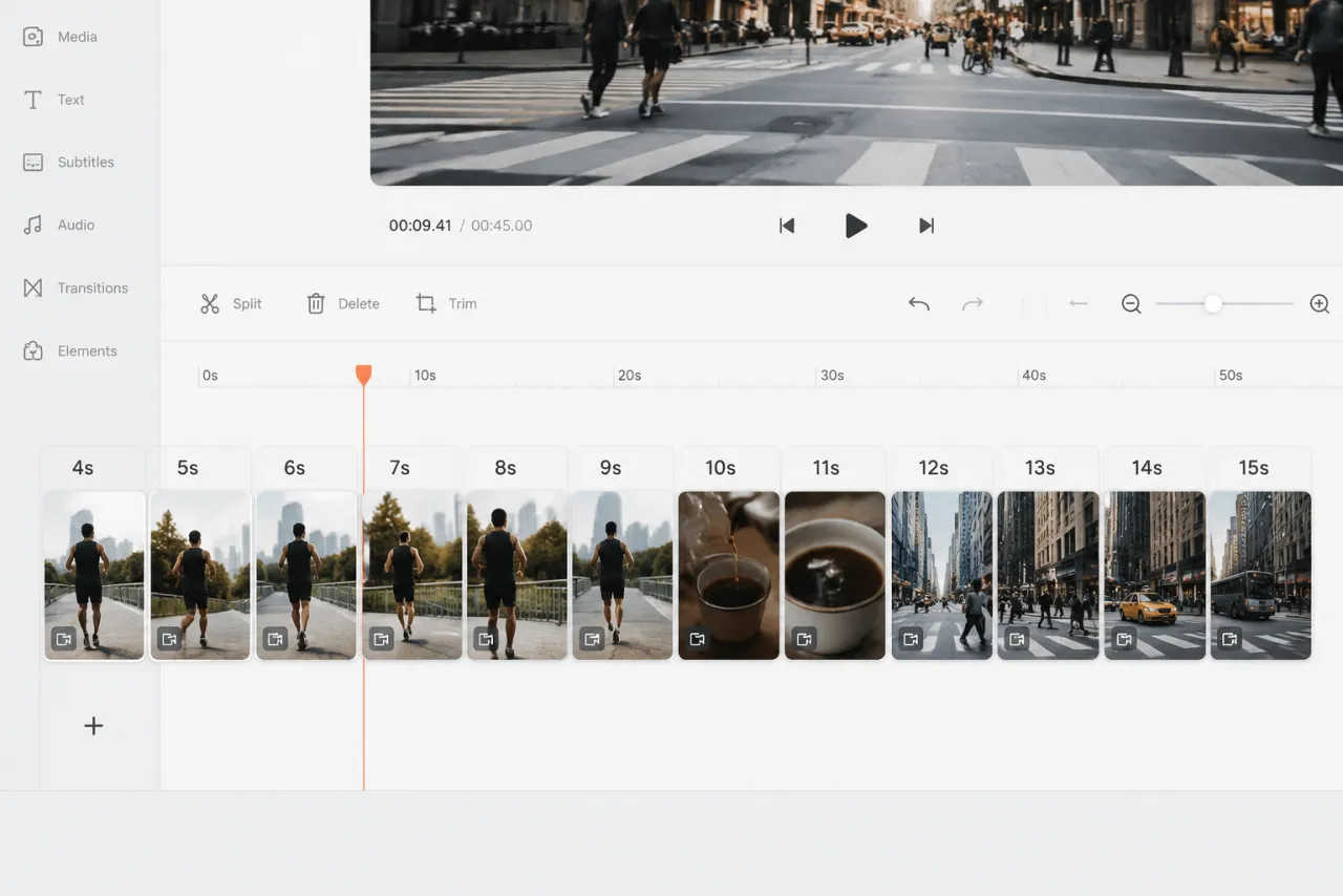 Timeline showing Seedance 2 clips from four to fifteen seconds
