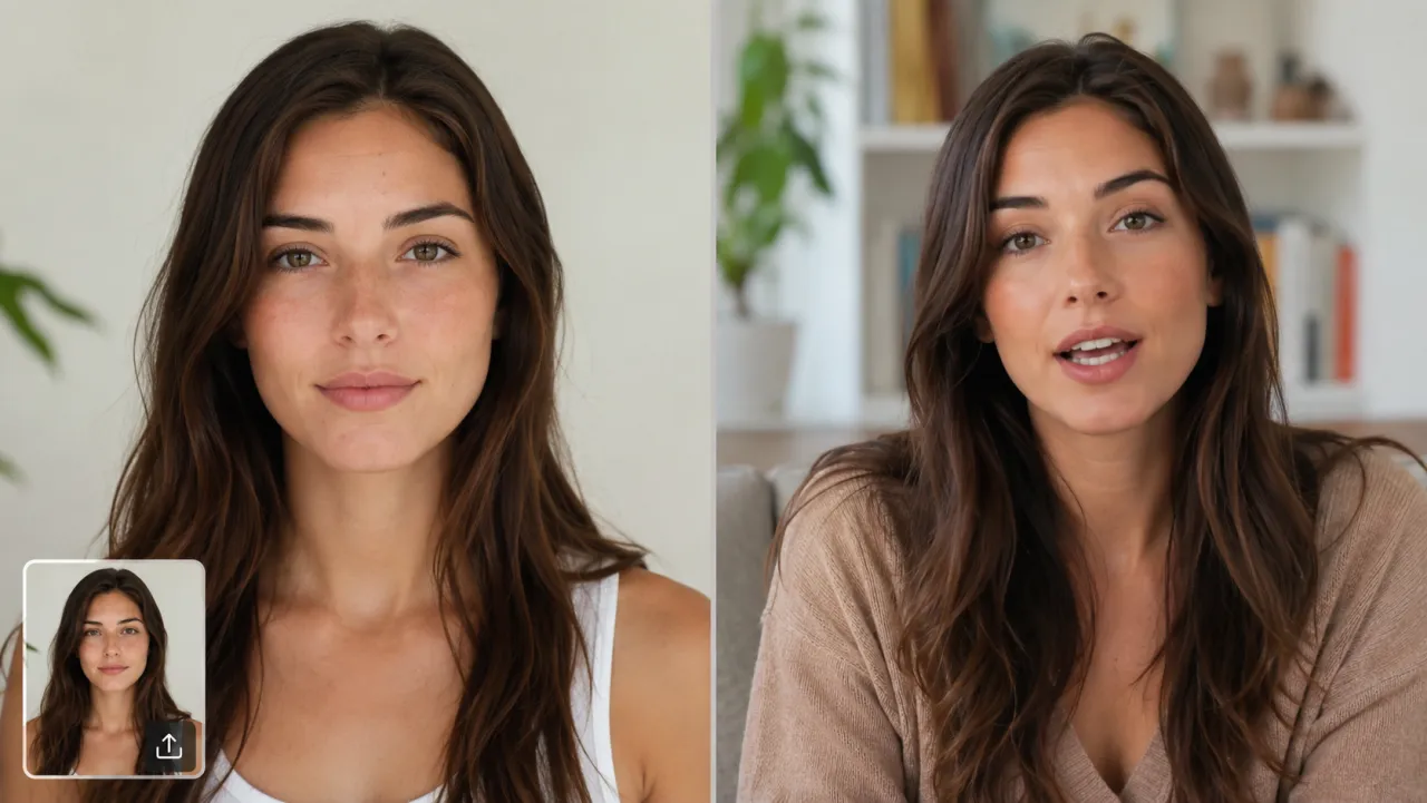 Real-face reference upload turned into a talking portrait clip