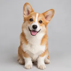 Reference 2: corgi sitting on a gray background