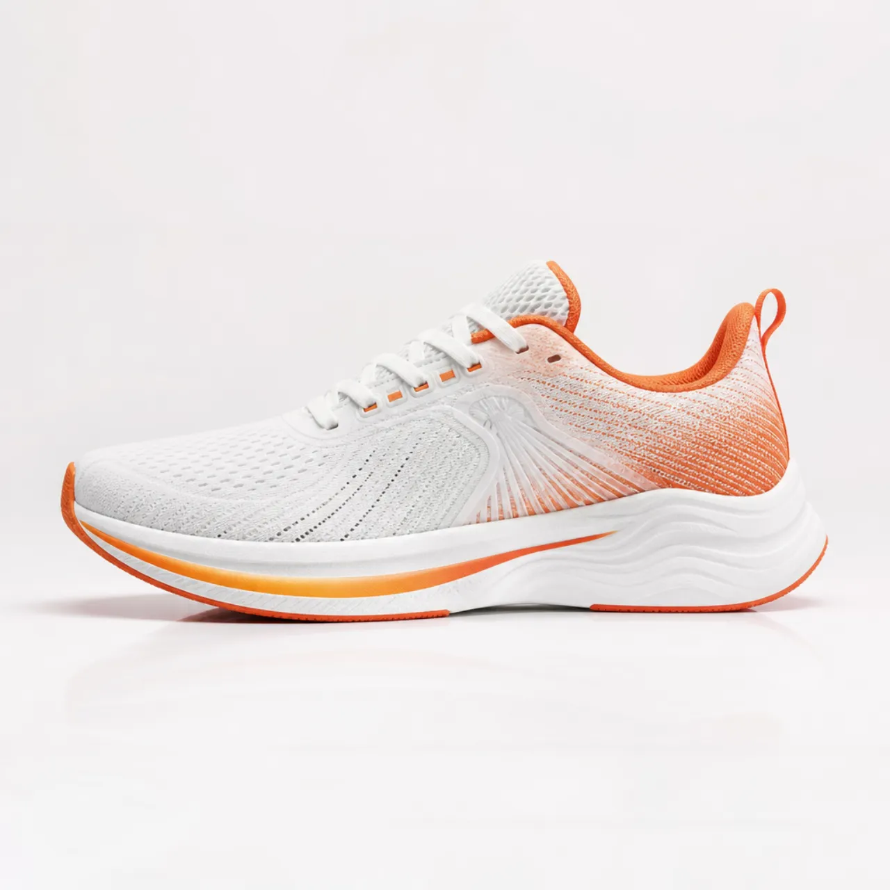 Sneaker on a white infinity cove, slow turntable